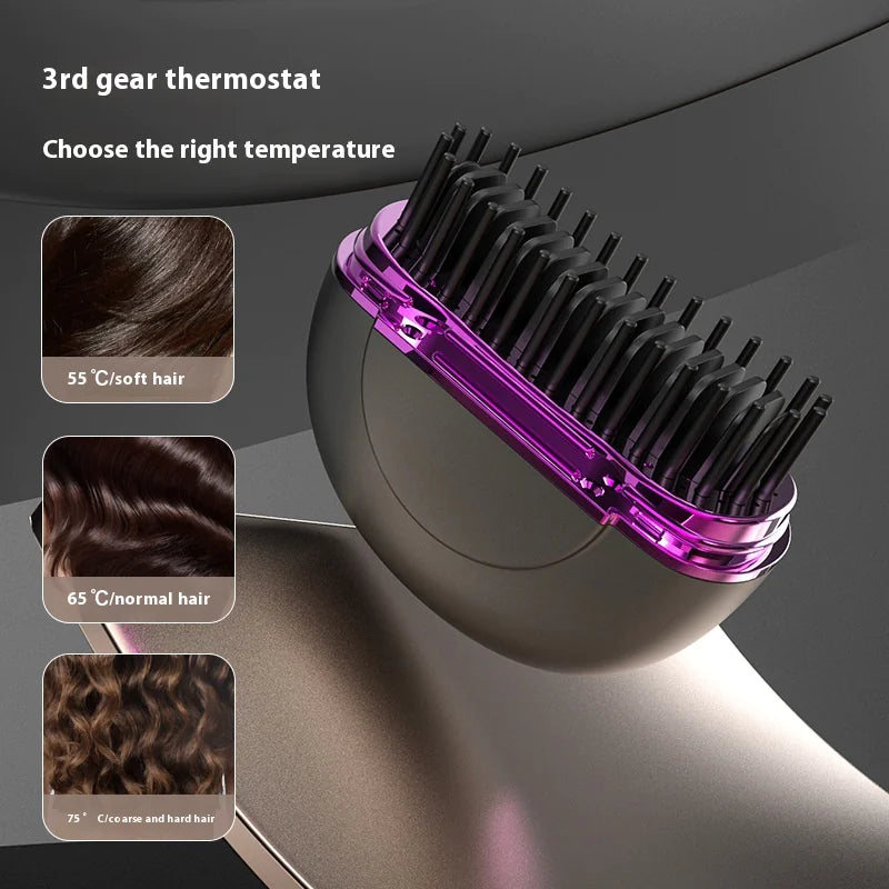 GlamBrush| Portable Ceramic Hair Straightener - Mini Steam, USB Rechargeable