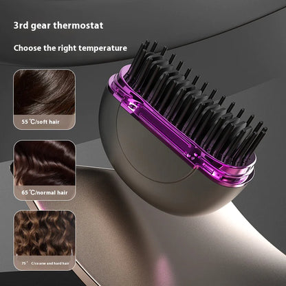 GlamBrush| Portable Ceramic Hair Straightener - Mini Steam, USB Rechargeable