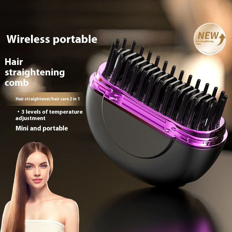 GlamBrush| Portable Ceramic Hair Straightener - Mini Steam, USB Rechargeable